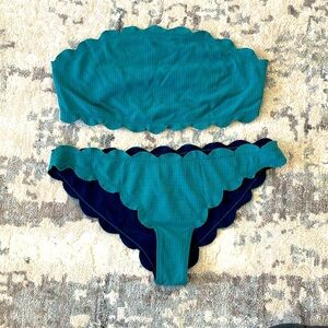 Two piece swimsuit. Top and bottom.